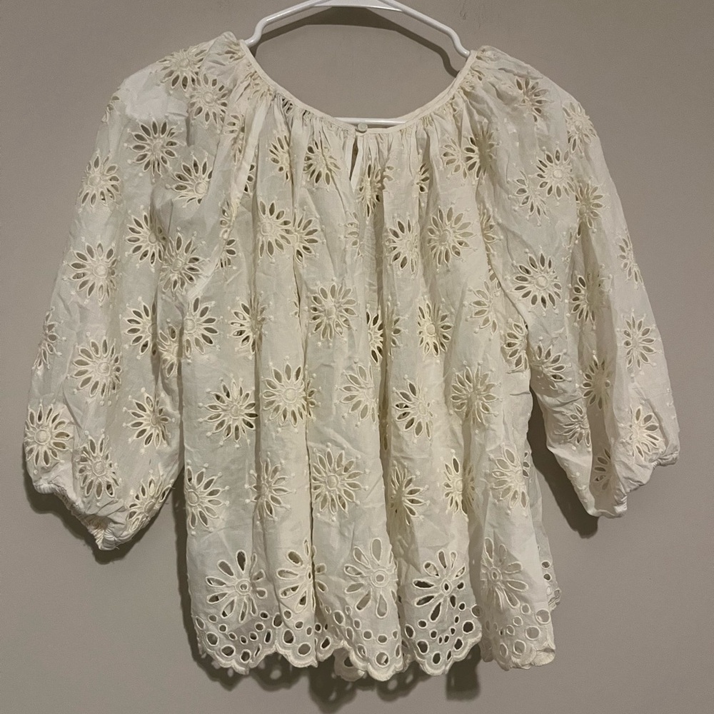 Madewell Embroidered Shirred Puff-Sleeve Top - Picture 10 of 12